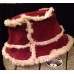 Suede Exposed Seam Bucket Style Hat Maroon Outer Cream Faux Fur Lining Sz S/M  eb-72777643
